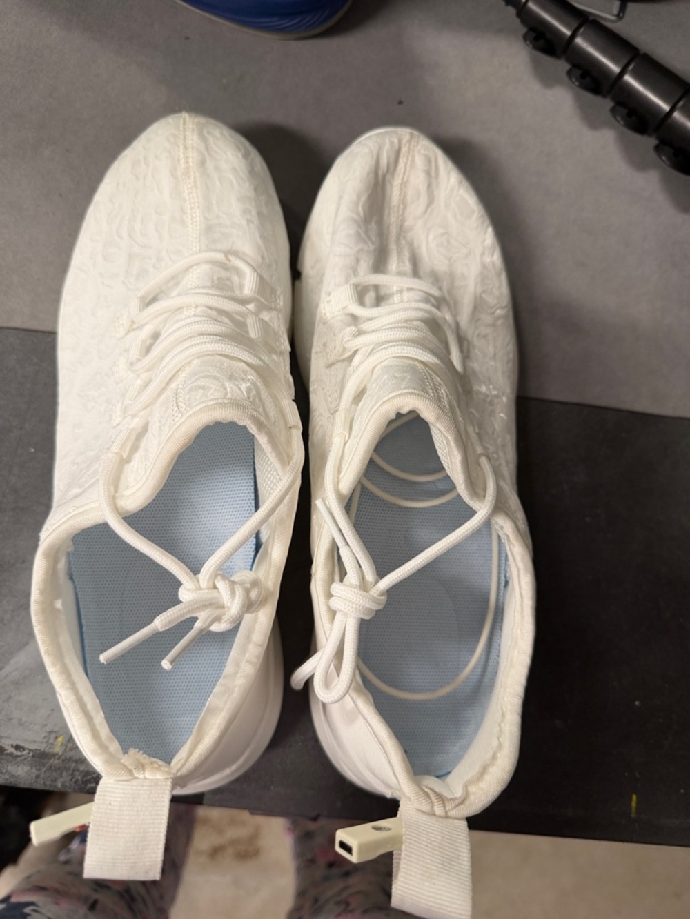 Men's White Athletic Sneakers with Textured Upper